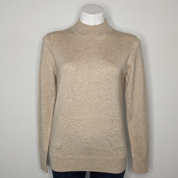 NWT Banana Republic Factory tan long sleeve lightweight wool blend sweater S - Picture 1 of 8